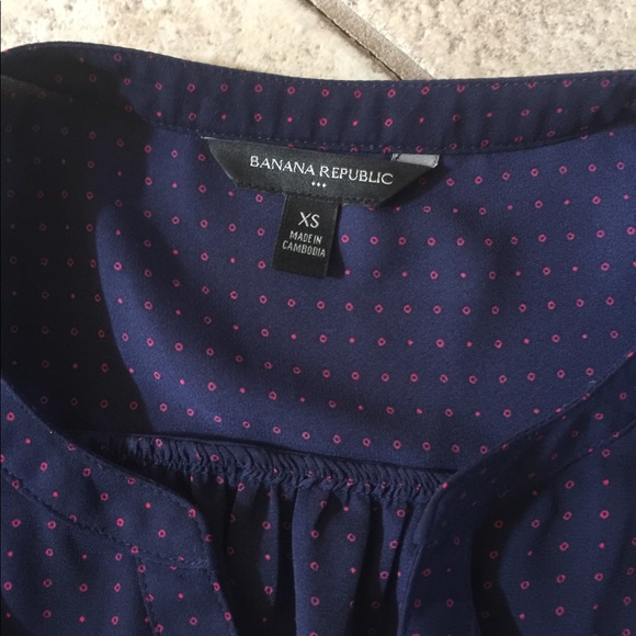 Loft Navy & Red Dotted Blouse XS - Picture 3 of 5